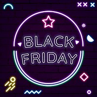 Psd Black Friday colorful neon geometric sale ad template
