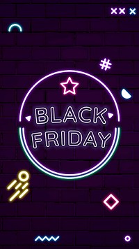 Neon psd Black Friday geometric advertising banner template