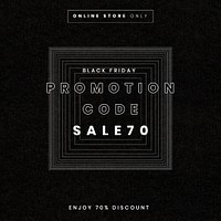 Promotion code sale 70 psd Black Friday retro ad template