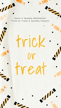 Halloween psd card template with trick or treat text