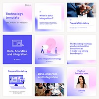 Instagram ad template psd for technology set