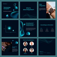 Editable psd social media post technology template set