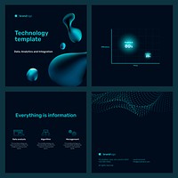 Technology presentation instagram template psd set