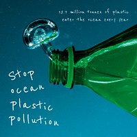 Plastic pollution editable template psd environment social media post