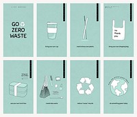 Instagram story template psd for zero waste set