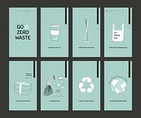 Go zero waste psd social media story template set