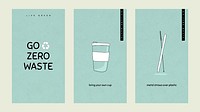 Go zero waste psd social media story template set