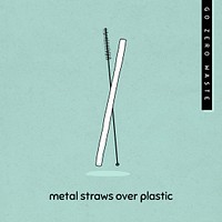 Reusable straw psd social media template zero waste lifestyle