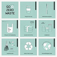 Instagram ad template psd for zero waste set