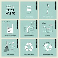 Go zero waste psd social media template set