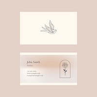 Business card template psd for beauty brand in feminine theme