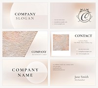 Business card template psd feminine style set