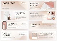 Business banner template psd editable earth tone for beauty brand set