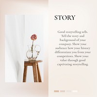 Company story presentation template psd feminine social media post