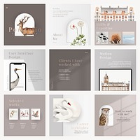 Aesthetic business slide template psd editable minimal design for art company collection