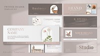 Business banner editable psd template with laptop/photo frame/window shadow set/