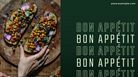 Restaurant business editable template psd with "Bon App&eacute;tit"