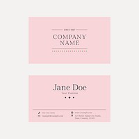 Minimal pastel pink template psd for a business card