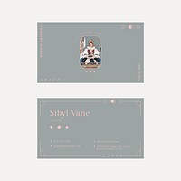 Vintage pastel fashion template psd business card, remix from artworks by George Barbier