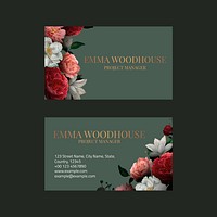 Editable business card template psd in luxury botanical design