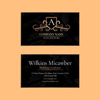 Classy business card template psd with vintage ornaments