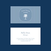 Editable business card template psd blue tropical theme