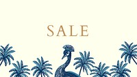 Tropical sale banner template psd in blue tone