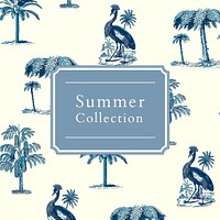 Summer collection ad template psd with tropical background 