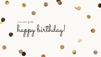 Gold birthday greeting template psd with beige background