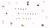 Cute birthday greeting template psd with happy birthday to you text