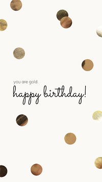Online birthday greeting template psd with gold confetti