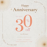 Anniversary sale ad template psd for social media post