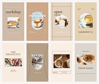 Cafe marketing psd story template set