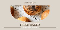 Fresh baked psd twitter header template for bakery and cafe marketing