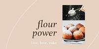 Flour powder psd twitter header template for bakery and cafe marketing