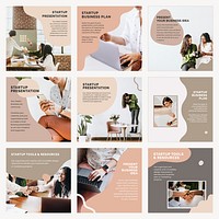 Startup business template psd set for social media post