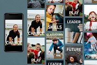 Education social media template psd set with motivational text