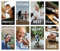 Insurance marketing editable template psd social media story ad set