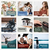 Insurance template psd for social media with editable text collection