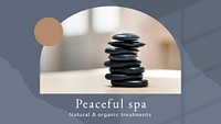 Peaceful spa wellness template psd with hot stones massage background