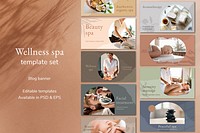 Wellness spa banner template psd compatible with AI for set