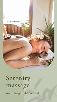 Serenity massage wellness template psd with hot stones background