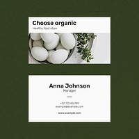 Food business card template psd in front and rear view