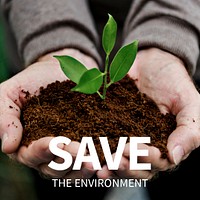 Save the environment template psd with young plant in hands