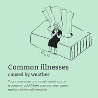 Common illnesses template psd caused by weather healthcare social media advertisement