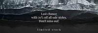 Limited stock header template psd for unisex fashion in dark tone