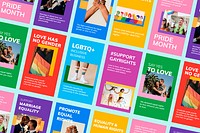 Pride month LGBTQ template psd gay rights support social media story set