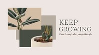Keep growing botanical template psd with rubber plant blog banner