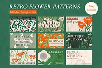Retro flower patterns psd template set for blog banners