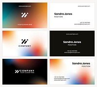 Gradient business card template psd for tech company in modern style collection